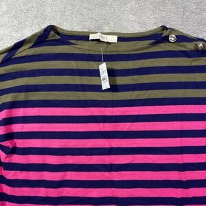Nwt LOFT Women's Striped Long Sleeve‎ Top Detail Size Medium Pink Outdoorsy